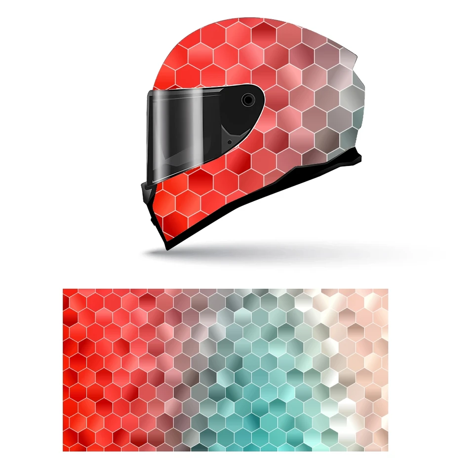 Abstrakt Stripped Hexagon s plnou prilbou obal nálepka na motocykle pretekár pretekáva grafická nálepka vinylová prilba dekoratívna nálepka