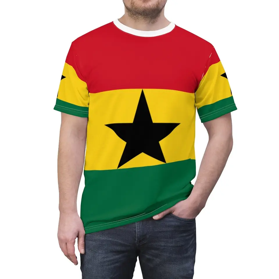 Abstrakt Vintage Ghana Flag 3d T košeľa pre mužov módny hip hop o-neck