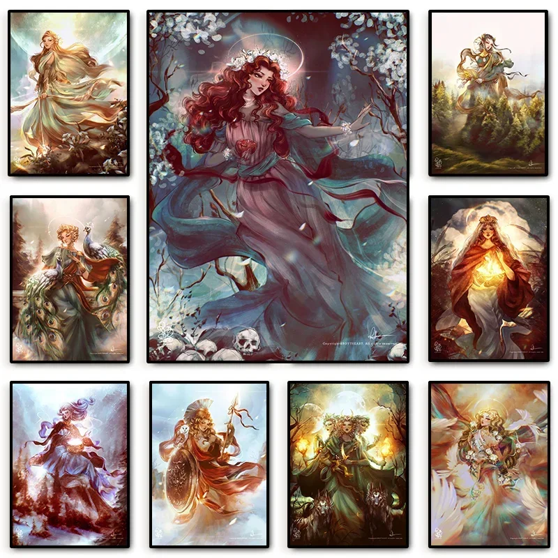 Abstraktné umelecké dielo maľba maľba Hestia Hera Athena Demeter Greek Oil Art Prints Grécka bohyňa plagáty na stenu obrázky domáci výzdoba