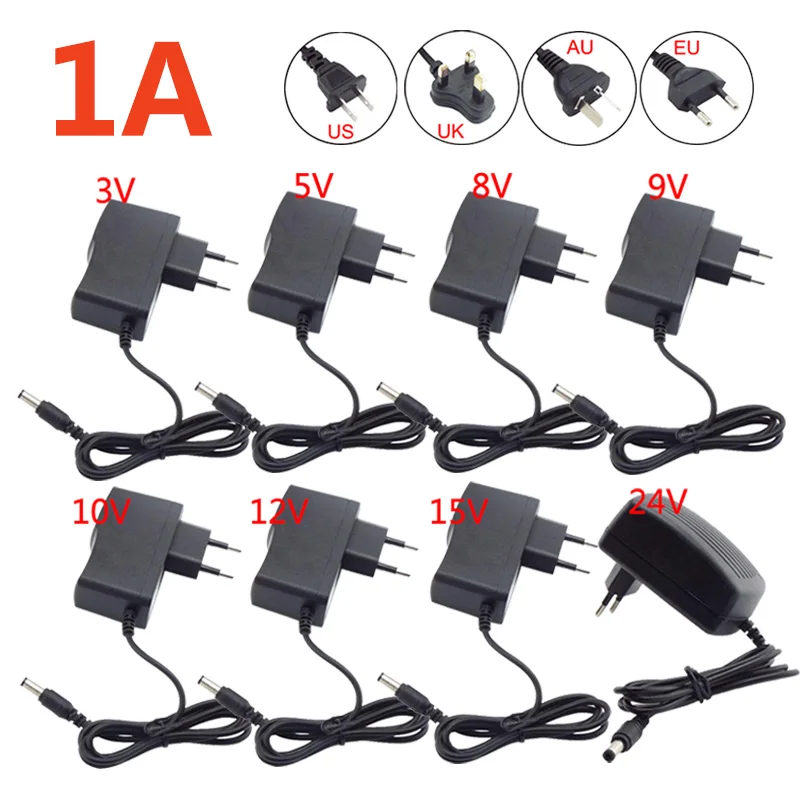 AC 110-240V DC 3V 5V 6V 8V 9V 10V 12V 15V 24V Power adaptér 1A US EÚ Power Charger Adapter Dodávka pre LED svetlo pásma fotoaparát