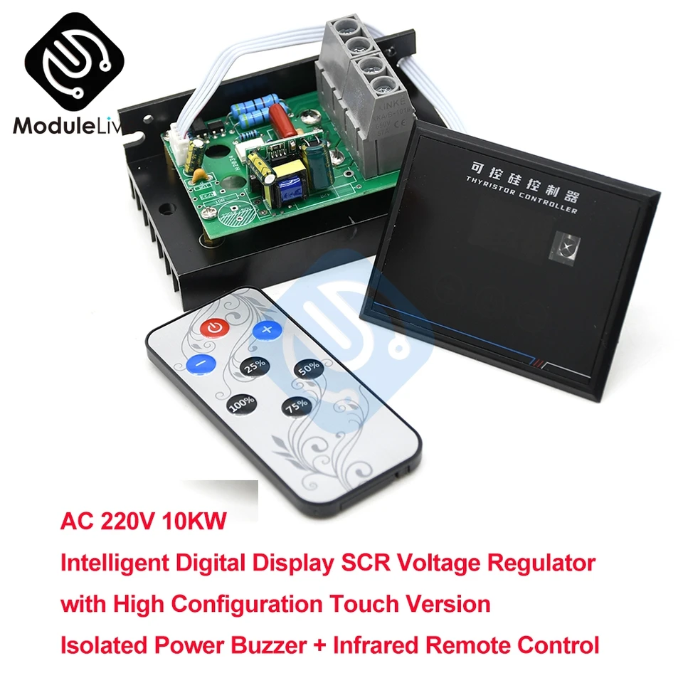 AC 220V 10000W 10 kW SCR digitálne riadiace elektronické napätie regulátor Rýchlosť riadenia Stvrdenia termostat digitálny meter napájací napájací zdroj