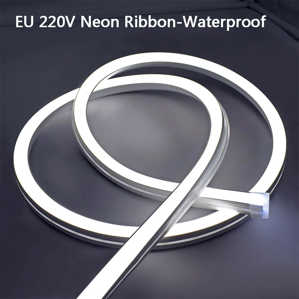AC 220V Flexibilný neónový svetelný pás 2835 120led/m Neon značka vonkajšia nepremokavá neónová stuha biela/teplá biela flexová neónová lana trubica