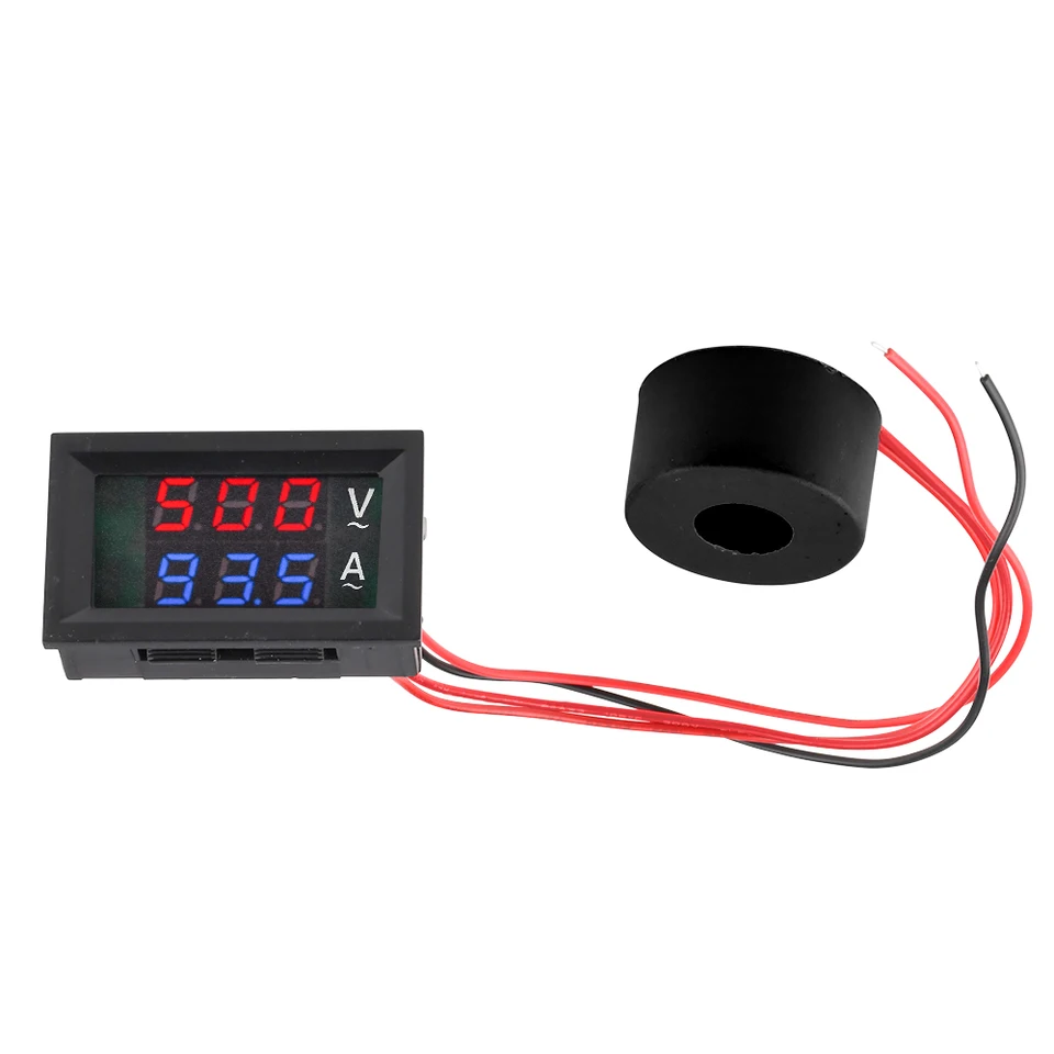 AC 50-500V Digitálny LCD Voltmeter Ammeter 10a 50a 110a 110V 220V Vedený prúdový merač prúdu detektorový transformátor