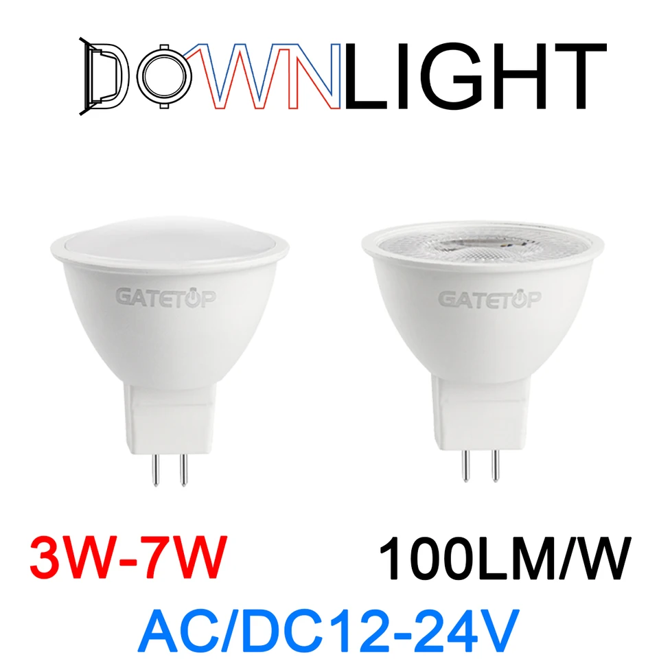 AC/DC12V-24V LED Spotlight MR16 3W-7W GU5.3 Teplé biele svetlo bez blikania Vysoký lúmen pre interiéry nahrádzajte 50 W halogénové reflektor