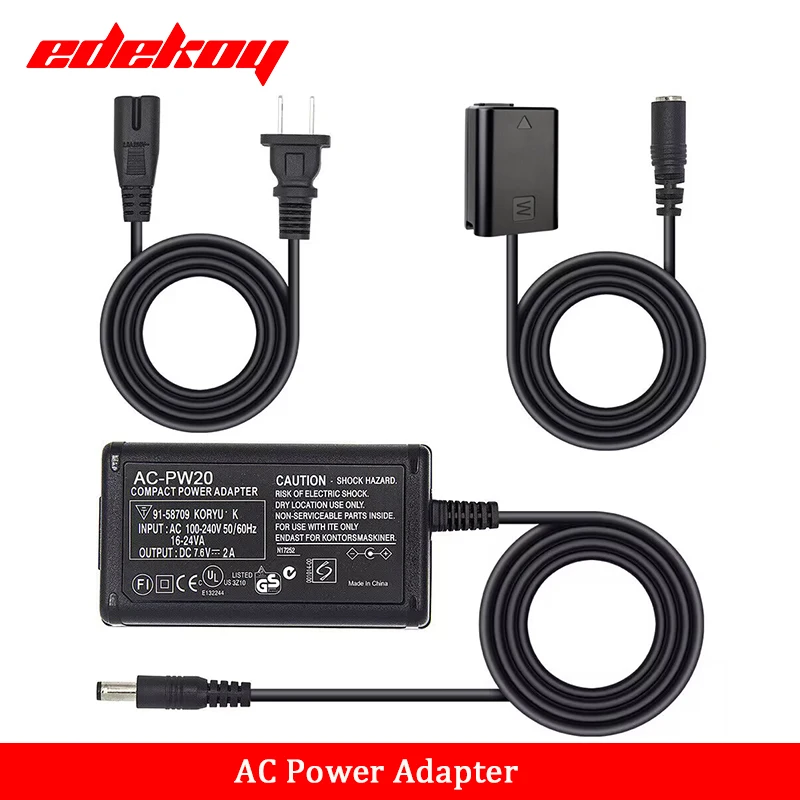AC-PW20 Power Adapter NP-FW50 Dummy Batéria pre SONY SONY ALPHA A5100 A6000 A6100 A6300 A6400 A6500 ZV-E10 A7 A7R