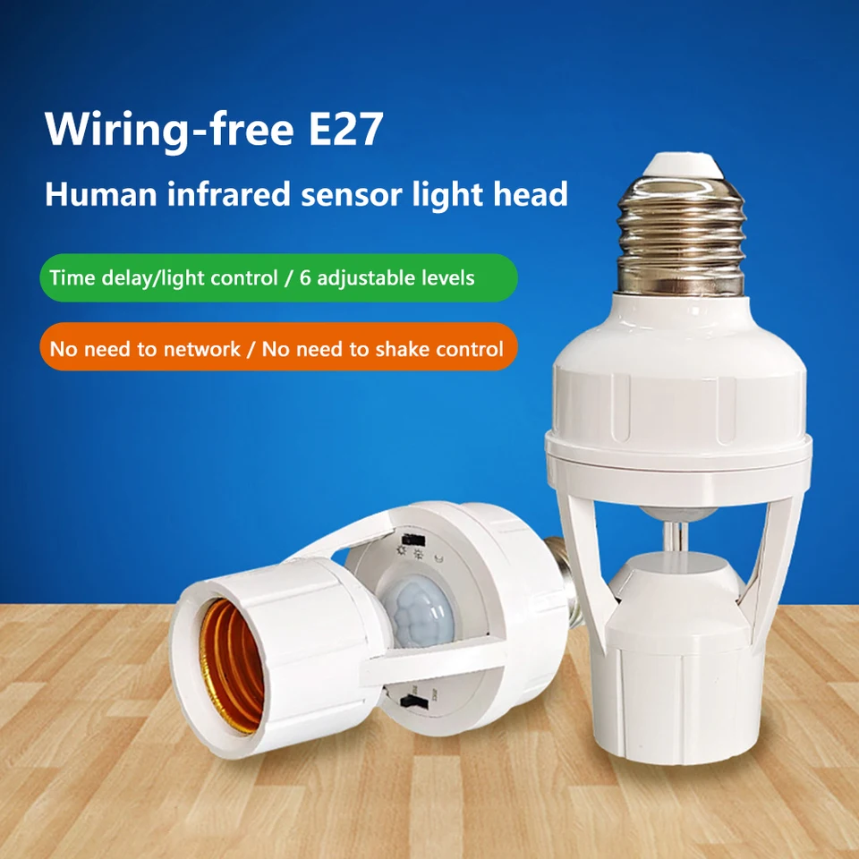 AC100-240V Infračervené snímače snímača tela hlava E27 Screen Port Sensor Lamp Spánka Infračervený snímač snímača