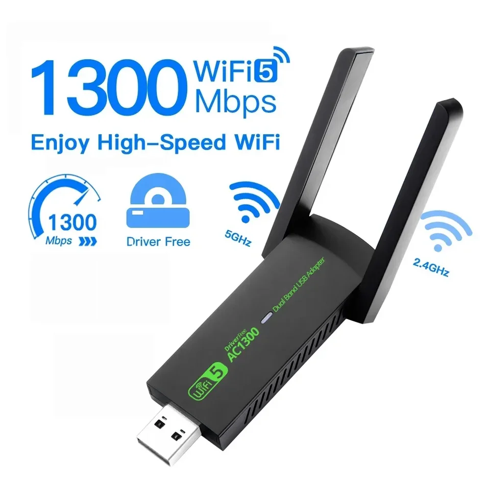 AC1300 USB WiFi Adapter Dual Band 2.4G 5G Wireless Dongle prijímač RTL8812 Anténa