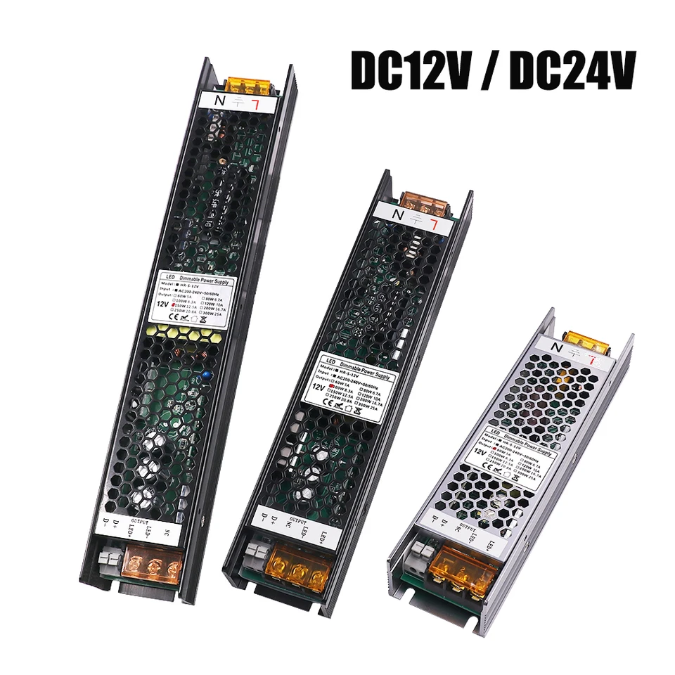 AC200-240V Stmbable LED ovládač LED k 12 V 24 V napájacieho osvetľovacieho transformátora pre LED pásik 60W 100W 150W 200W 250W napájacieho adaptéra