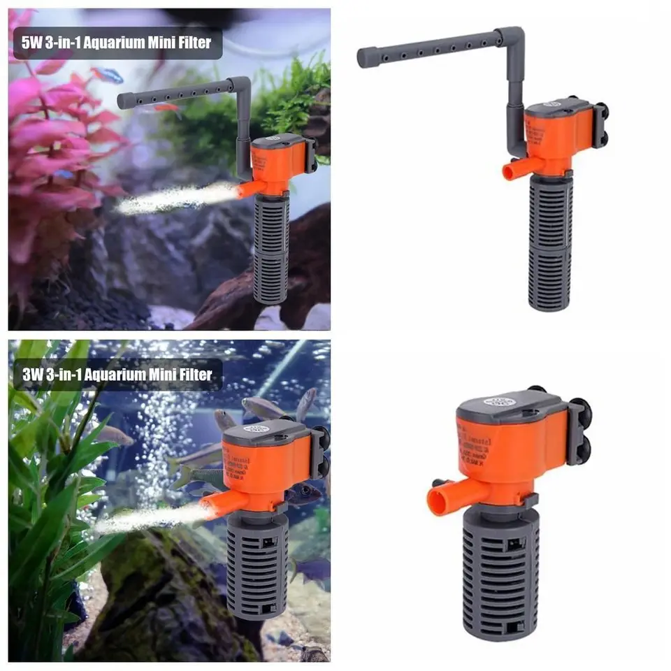 AC220-240V FILD NÁDROSKA FILTRY 3-IN-1 Vodné pod ponukom kyslíkového vzduchového čerpadla Mini 3W/5W Vodné čerpadlo pre malé akváriové akvárium pre akváriu
