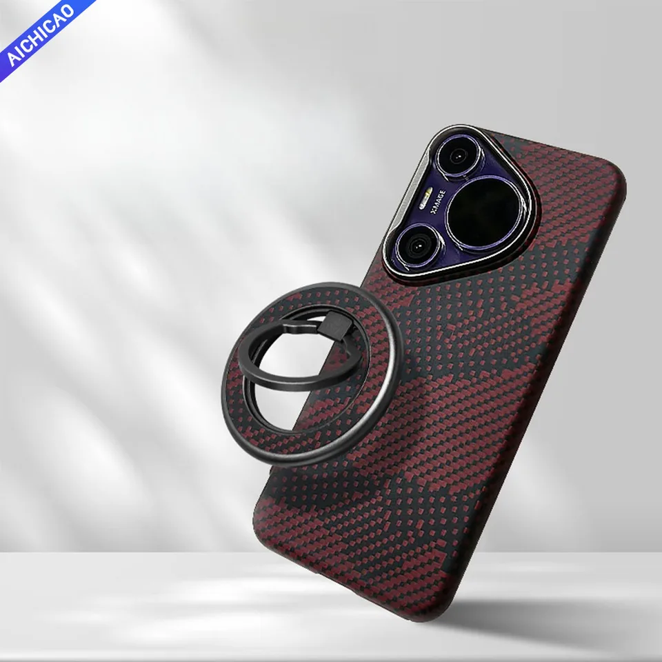 Acc-Carbon Fiber Phone Držiak na zvonenie Magnetického telefónu Kompatibilné s prsteňom Magsafe pre huawei Smiphone 15/14/13/12 [Magez Grip]