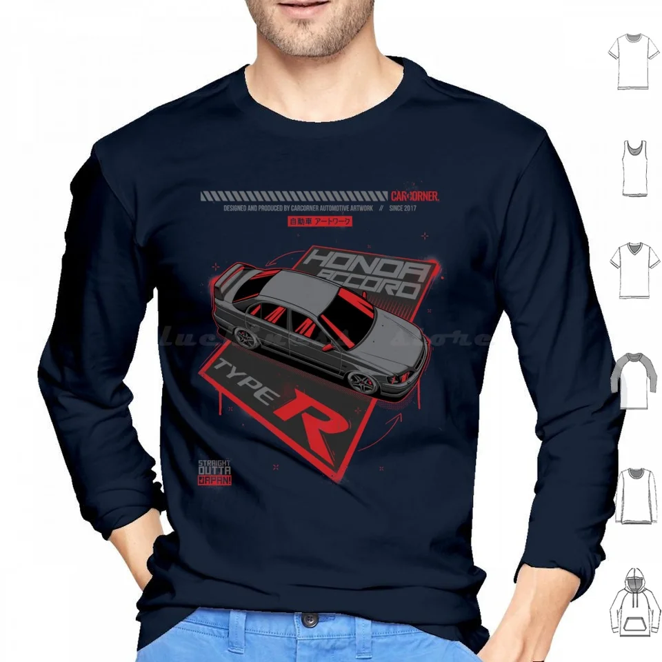 Accord typu r-karcorner kapucňa bavlna s dlhým rukávom Accur acura Typer Type R Accord Type r láska jdmlife carcorner auto