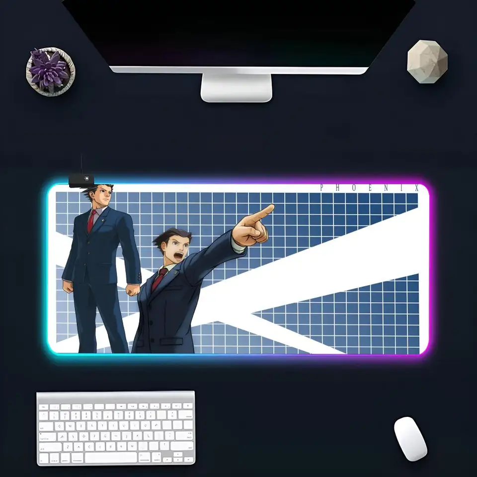 ACE Attorney Mouse Pad Veľký rgb myš Pad XXL LED myš MOST MAT MOŽNÉ MOSÍM MOSADS TABLODS DASKS Klávesnica Matky stolný koberec s podsvietením