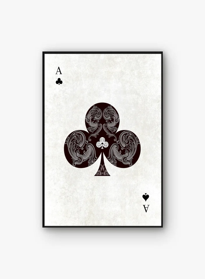 Ace Four Leaf Clover Diamond Heart Spades Hrať kartu retro solitaire umenie plátno tkanina plagát