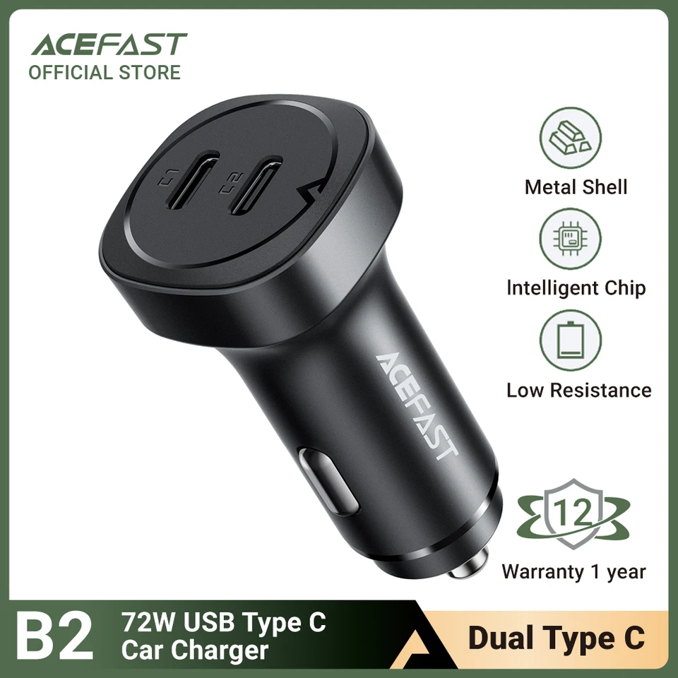 Acefast 72 W Dual Type C nabíjačky automobilu pre Samsung S20 S21 plus mobilný telefón rýchle nabíjanie PD30W QC3.0 nabíjačka automobilu pre iPad Tablet