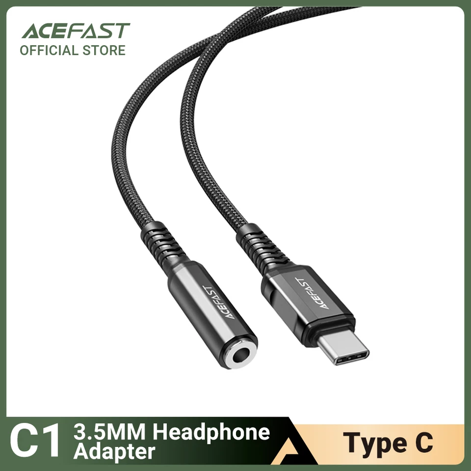 Acerfast Typ C až 3,5 mm adaptér slúchadiel Audio AUX kábel pre Samsung S21 S20 A51 A71 USB-C Jack Audio Káble pre Xiaomi Huawei