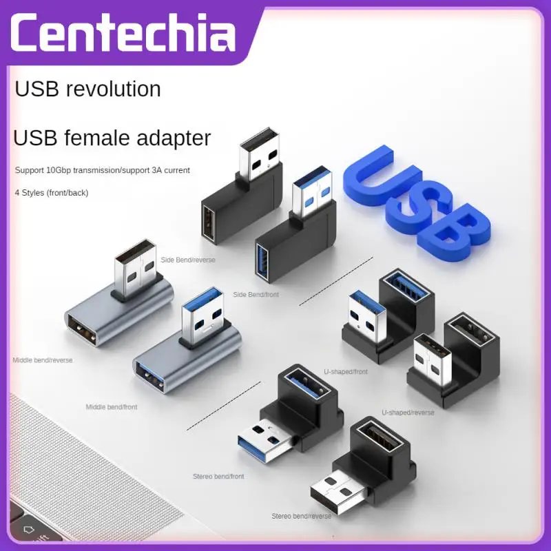 Adabess USB adaptér 90 stupňov ľavého pravého uhla USB 3.0, samec až ženský adaptér konektor pre PC prenosný počítač Whosale Dropship