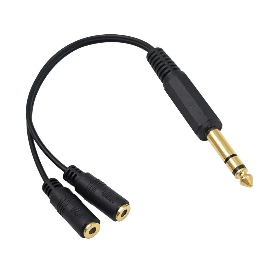 Adaptér 1/4 až 3,5 mm, 1/4 až 1/8 splitter adaptér pre slúchadlá, 6,35 mm 1/4 palca TRS Stereo Jack MESE na 2 duálne 3,5 mm (mini) 1/8