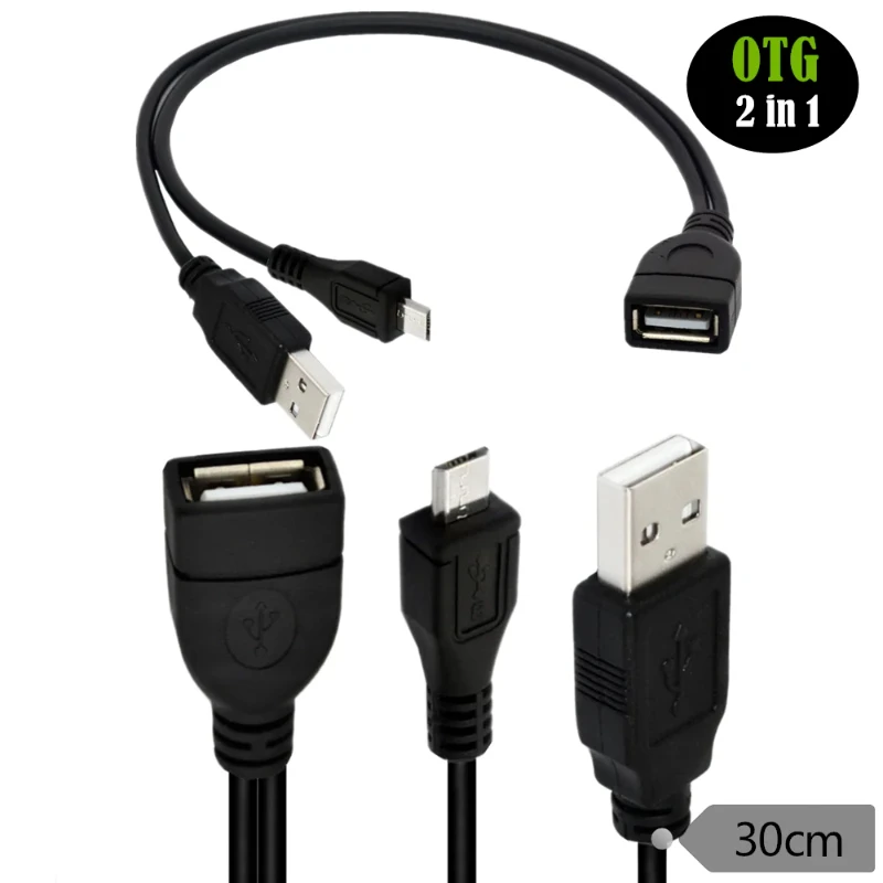 Adaptér 2-v-1 Micro USB až USB OTG (OTG Cable + TV USB napájací kábel) pre Fire Stick, PlayStation Classic a ďalšie