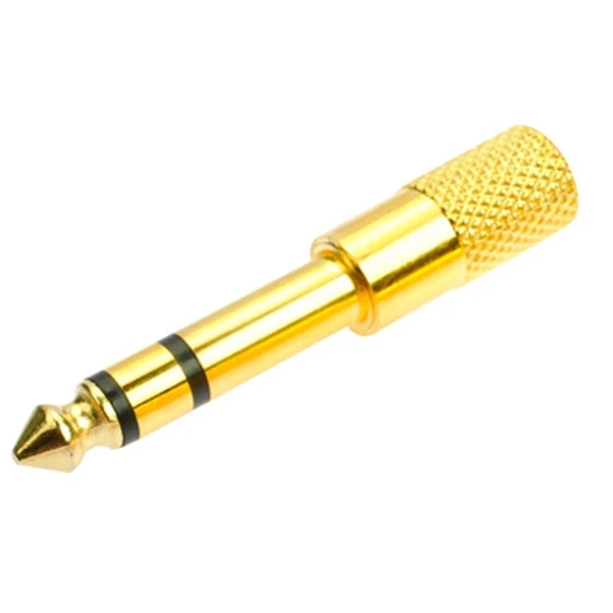 Adaptér Audio Jack Adapter Stereo Jack pre 6,5 mm samec až 3,5 mm ženské elektrické gitary headset miniphone (zlatý)