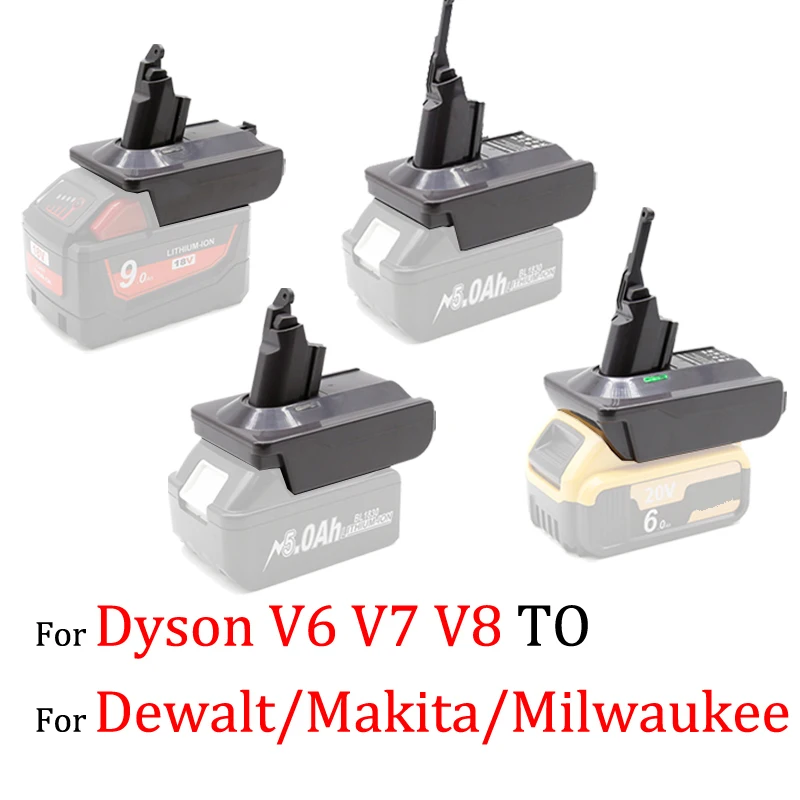 Adaptér batérie pre Dyson V6 V7 V8 pre Makita/Dewalt/Milwaukee 18V Li-Ion Battery DC59 DC58 DC62 SV09 SV05 SV10 V8 Absolútne