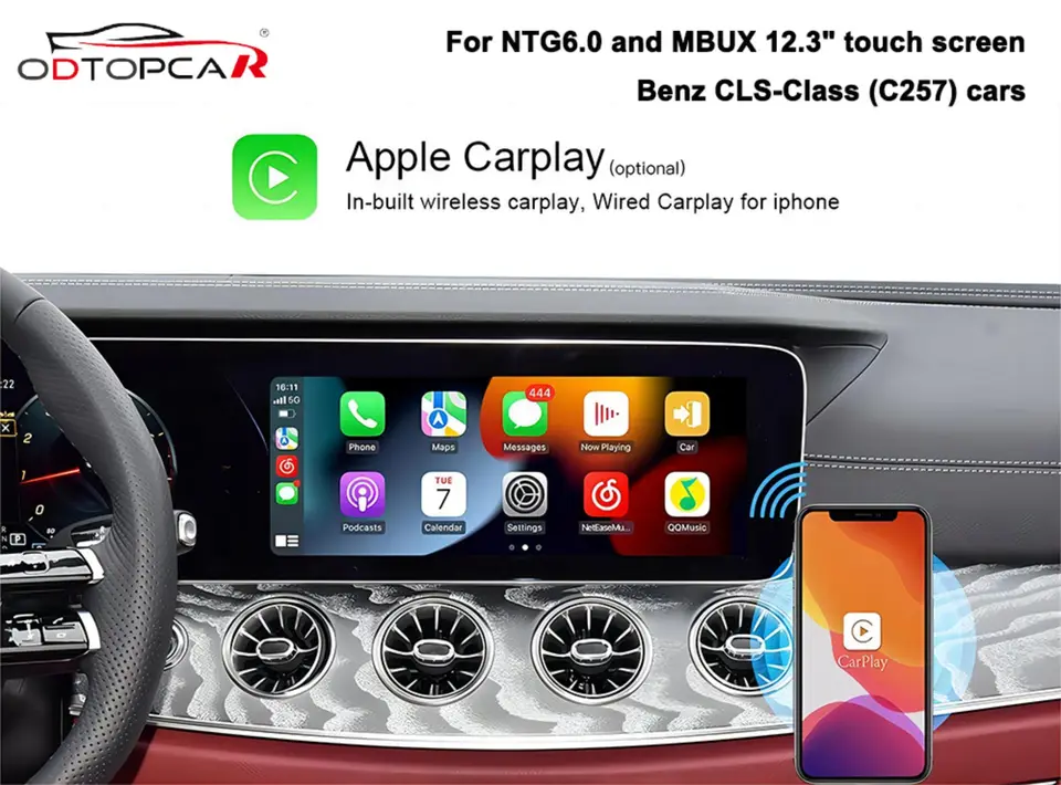 Adaptér bezdrôtového automobilového hrania pre Mercedes CLS C257 MBUX NTG 6.0 Android Automatické upgrade Android 13 AI Box 12,3 palca dotyková obrazovka