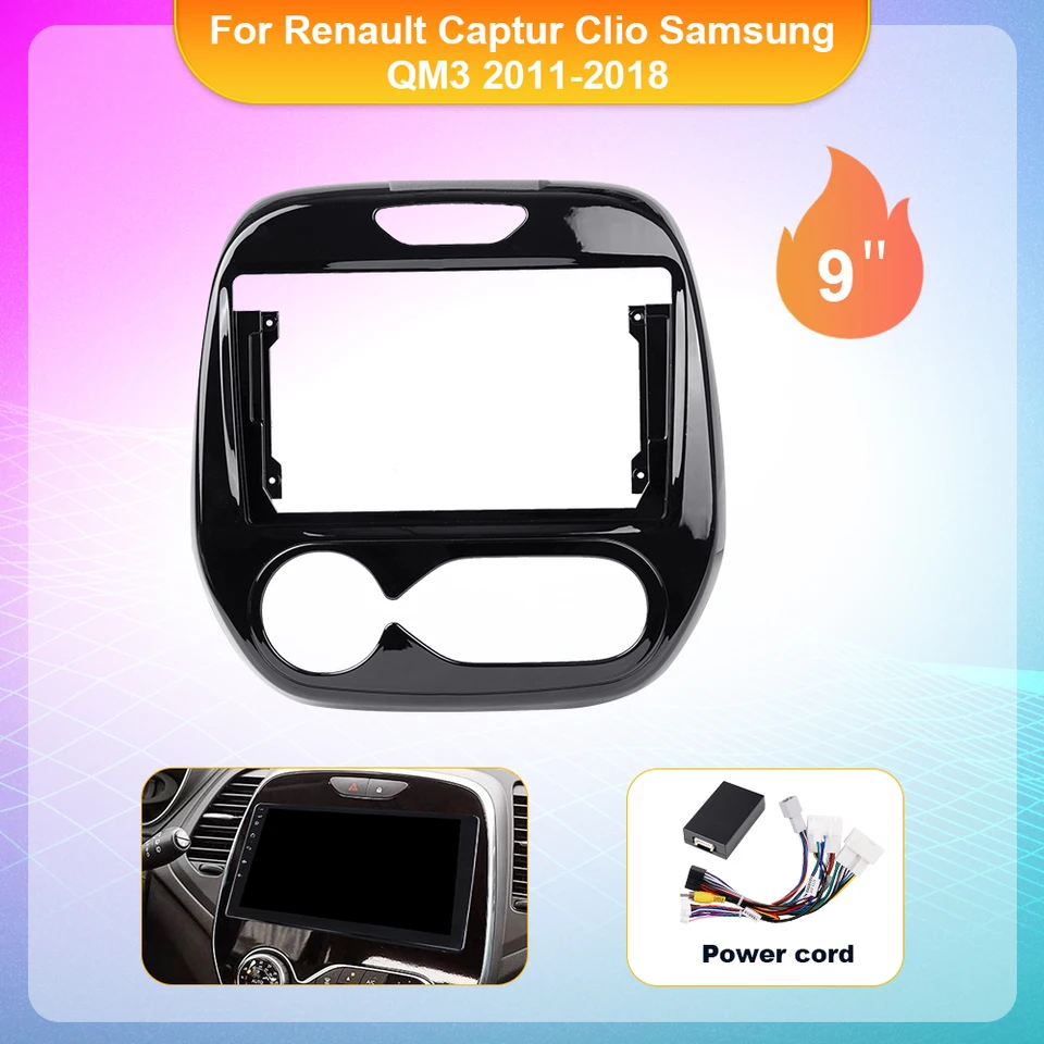 Adaptér fascia fascia pre Renault Captur Clio Samsung QM3 2011-2018 Časový panelový panel Dashboard Mount Kit 2 DIN