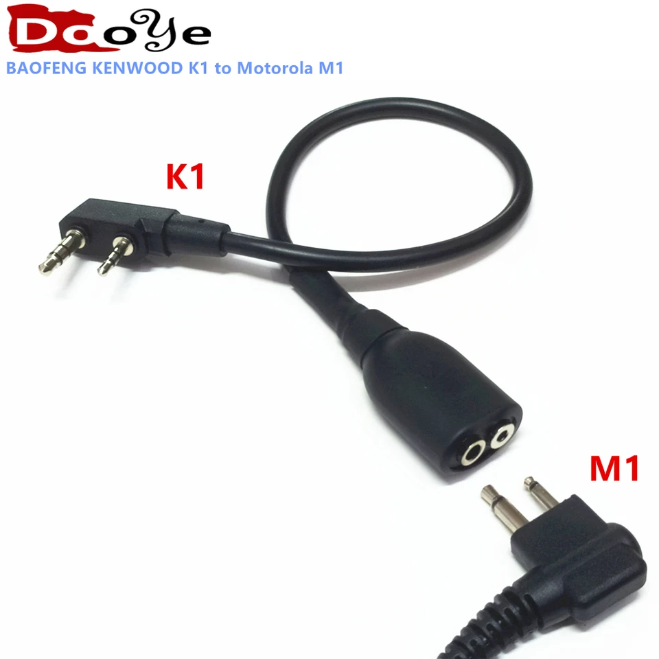 Adaptér K1 až M1 pre rádio BAOFENG KENWOOD TYT 2PIN RADIO TO FOR MOTOROLA GP88 GP68 2PIN PD780 PD700 Headsets, K až M káblové adaptér
