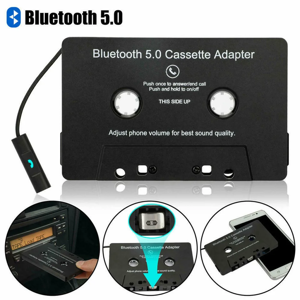 Adaptér kazety s kazetou s kazetou s kazetou Car Bluetooth s mikrofónom 6H Hudobný čas 168H