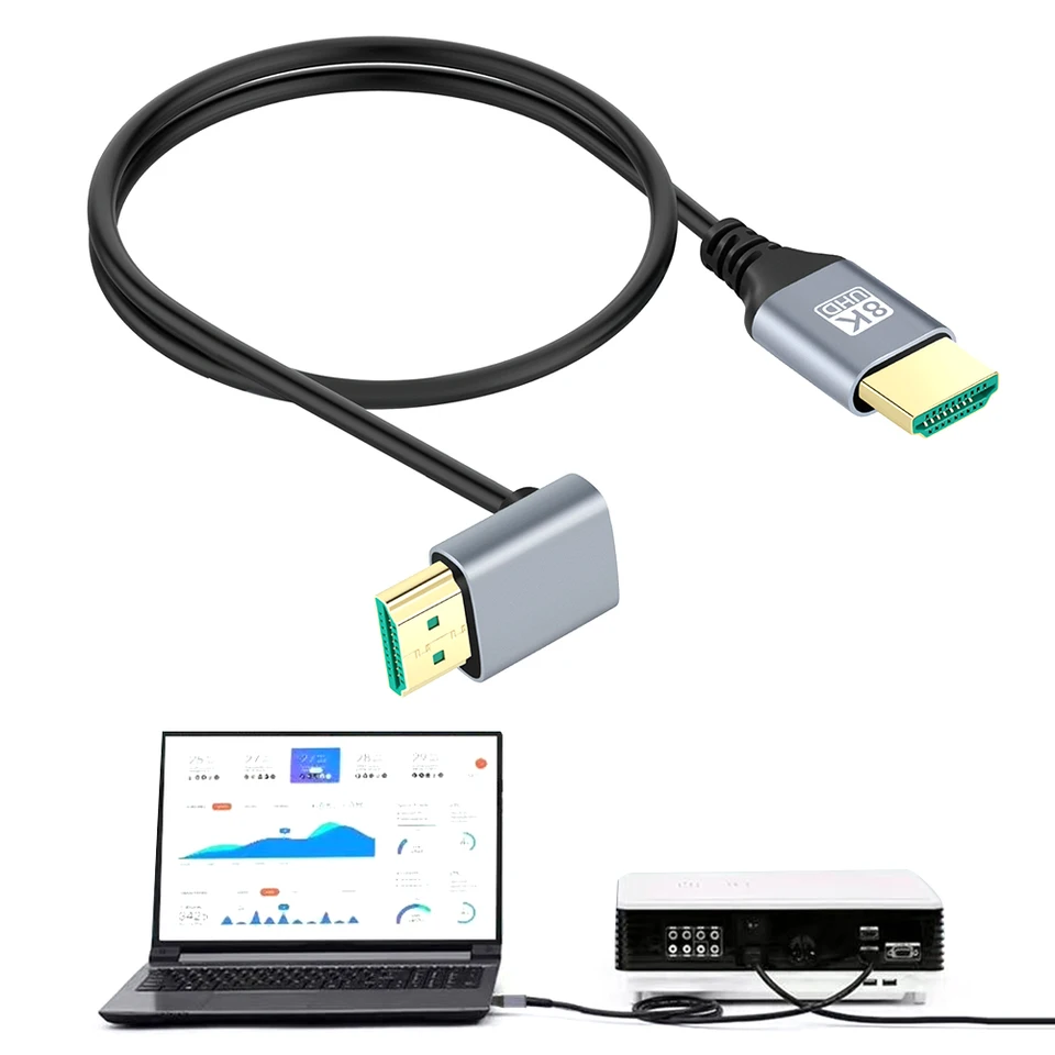 Adaptér káblov 90 stupňov 8K 60 Hz 4K 120Hz HDMI-kompatibilný 2,1 48 GBPS vľavo/doprava/hore/nadol HDR EARC pre HD TV PS4 PS3 Xbox One
