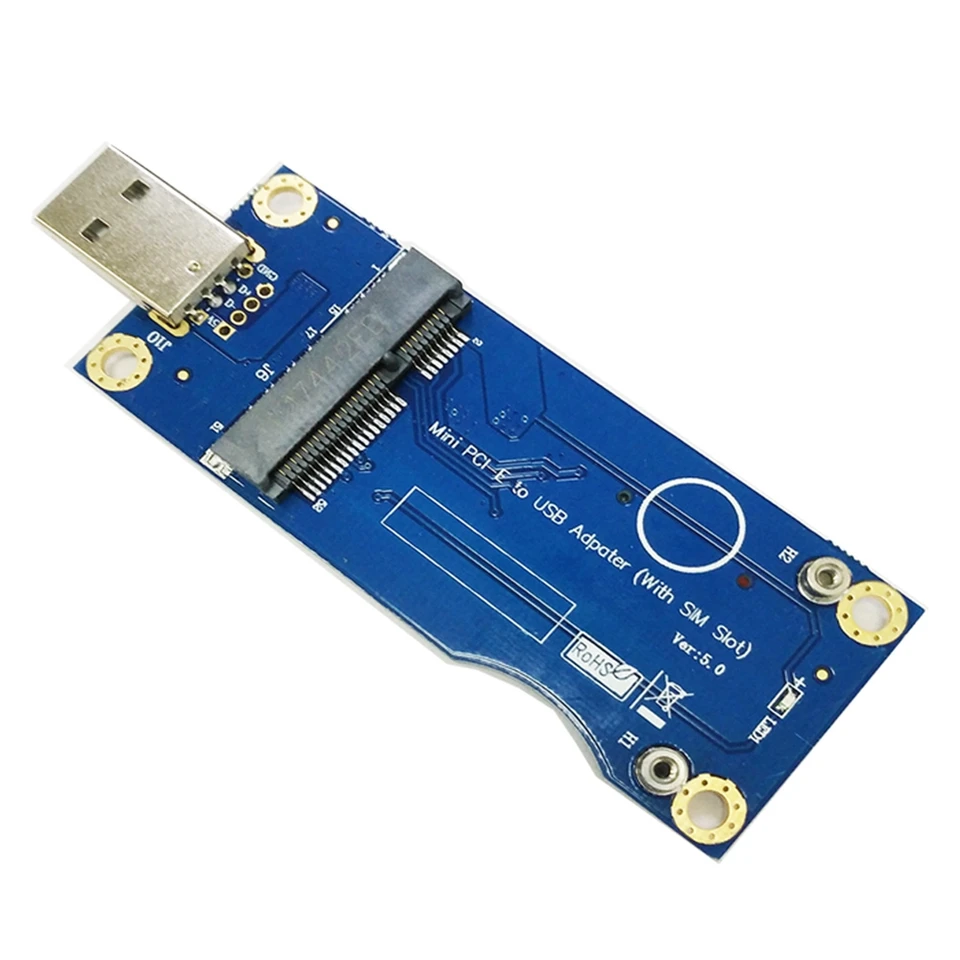Adaptér Mini PCI-E na USB s slotom na kartu SIM pre modul modulu WWAN/LTE 3G/4G (priemyselná trieda)