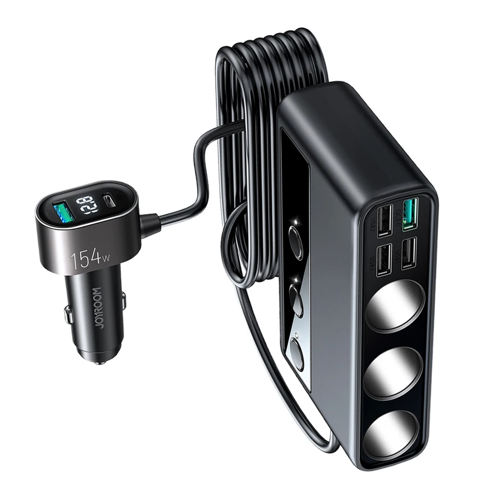 Adaptér na nabíjačku auta 9 v 1 Cigareta Zapaľovač Splitter PD PD Nabíjacia zásuvka Splitter QC3.0 LED VILTLAGE DISPLET pre automatické nákladné vozidlo