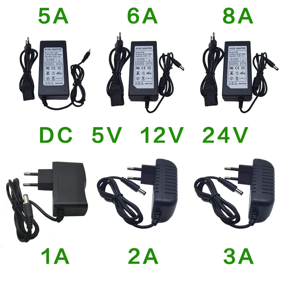 Adaptér napájania DC 5V 12V 24V 1A 2A 3A 5A 6A 8A Univerzálna nabíjačka pre hoverboard, hračkárstvo, fotografické svetlá, LED AC 220V