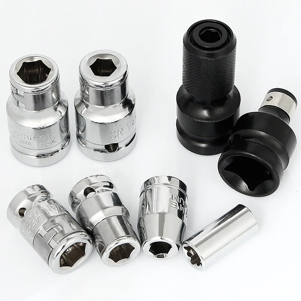 Adaptér nárazovej objímky 1/2 až 1/4 1/4 3/8 štvorcový matica rýchly kľúč Rathet Adapter Prevodník so spoločnosťou Hexagon Socke Woodworking