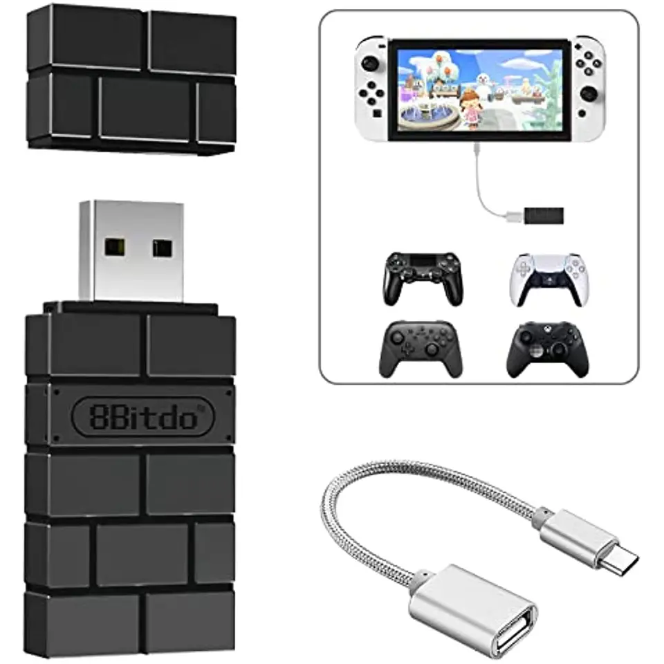 Adaptér radiča 2 Konvertorový dongle pre prepínač/prepínač OLED, parná paluba, okná, MacOS, Raspberry Pi, PS5/PS4/PS3 Ovládač