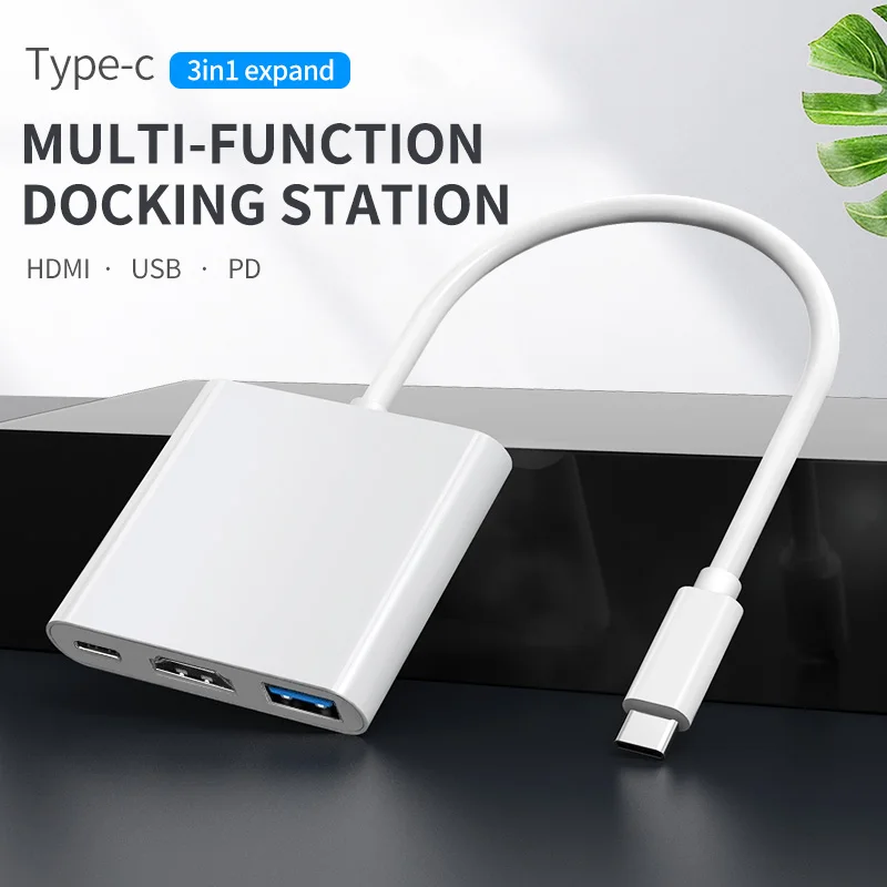 Adaptér USB C až HDMI, 3-v-1 Hub Type-C s Thunderboltom 3 až HDMI 4K Output/USB 3.0 Port/PD 100W Rýchle nabíjanie