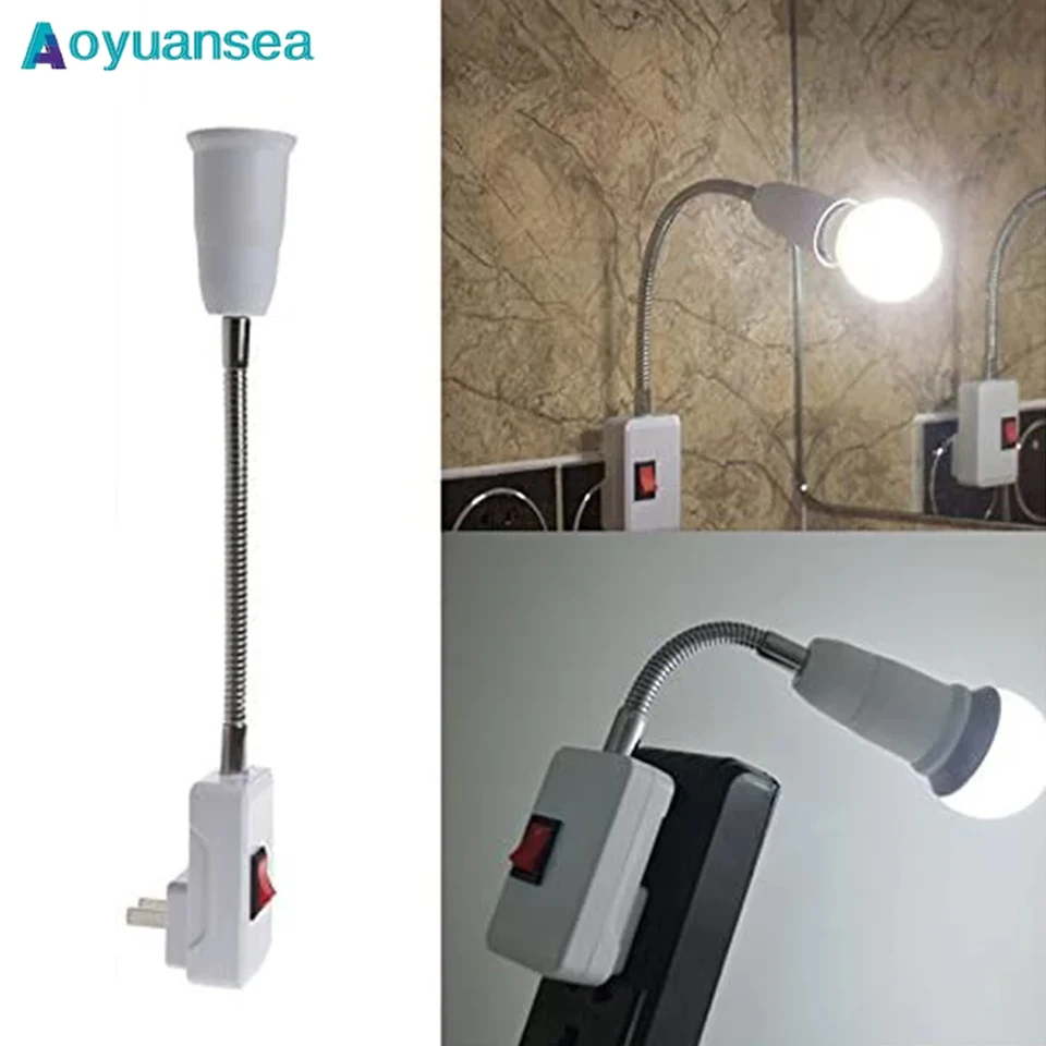 Adayuansea nastaviteľná E27 110V 220V LED žiarovka držiak držiaka Rotačná základňa Flexibilný ohyb EÚ US UK Adaptér prevodníka zástrčky