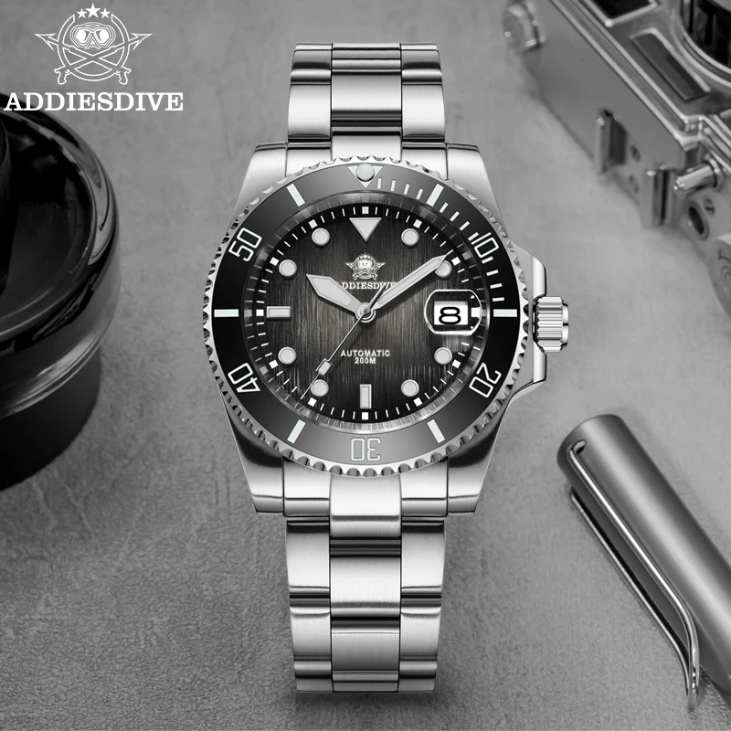 Addiesdive 41 mm Ad2078 Men Mechanické hodinky Reloj zafírske sklo 200 m potápanie BGW9 Super svetelné Japonsko NH35A Automatické hodinky
