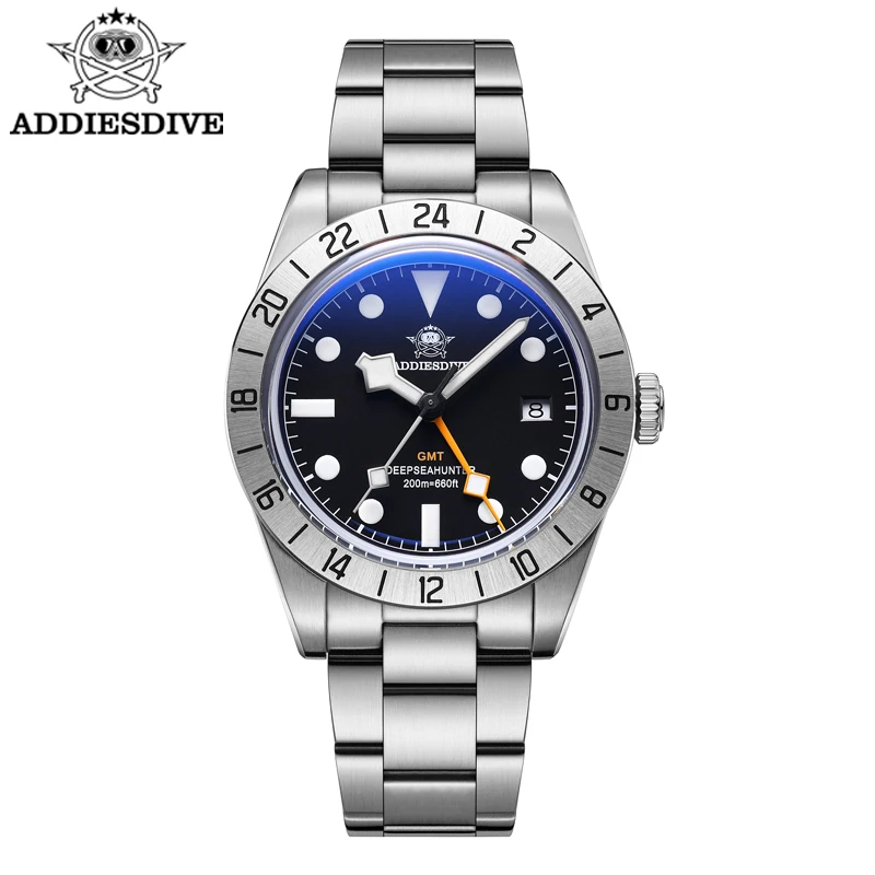 Addiesdive AD2035 Muži luxusné hodinky BGW9 LUMINUME 20BAR Vodotesné bublinové zrkadlo sklo klasické kremenné gart gmt hodinky reloj hombre