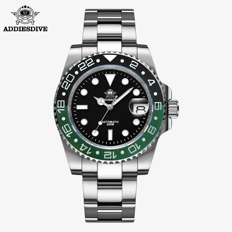 Addiesdive Men's Watch NH35 Automatický luxusný zafír Crystal 200 metrov vodotesný svetelný dátum nehrdzavejú