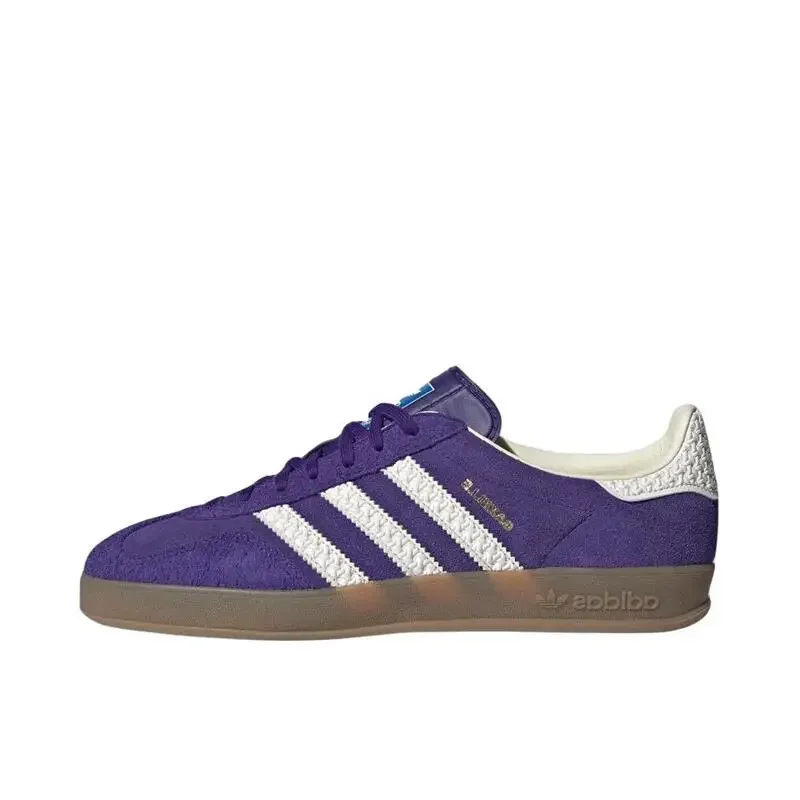 Adidas Gazelle Indoor T-Head Shoes Women and Muži fialové a biele nízko špičkové nemecké výcvikové dosky, ak1806