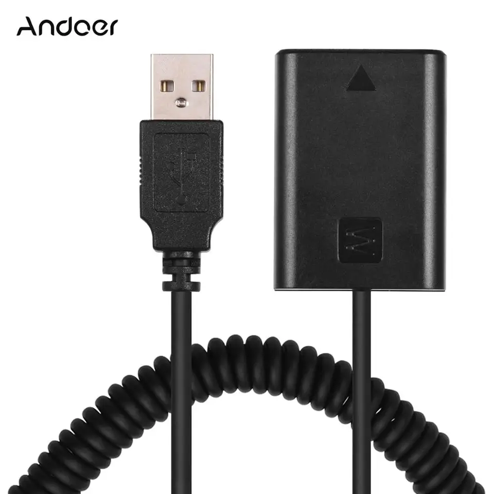 ADOER 5V USB NP-FW50 DUMMICKÝ ADAPTÁR BATCEL ADAPTER s flexibilným pružinovým káblom pre fotoaparát Sony A7 A7I A7R A7S A7RII ILDC