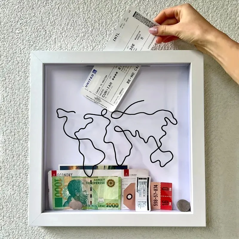 Adventure Archívne boxy pamiatky Ponechany Peniaze Ticket Shadow Box Držiteľ cestovných pamäť