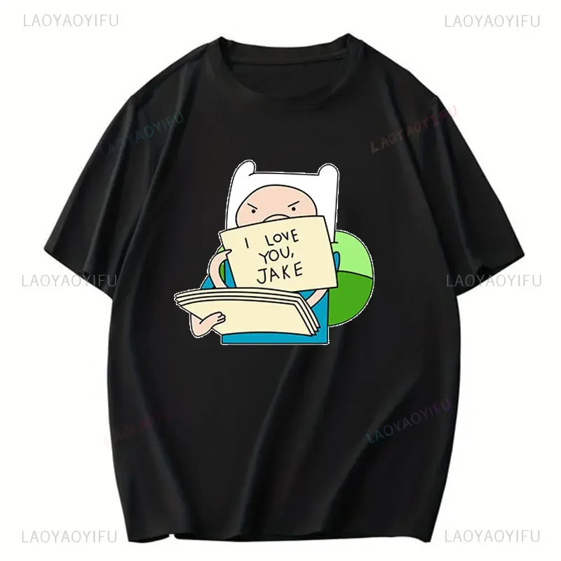 Adventure Time Cartoon Tlač košeľa pre mužov módne bavlnené tričko letná ulica Noste nový trend ležérne unisex oblečenie