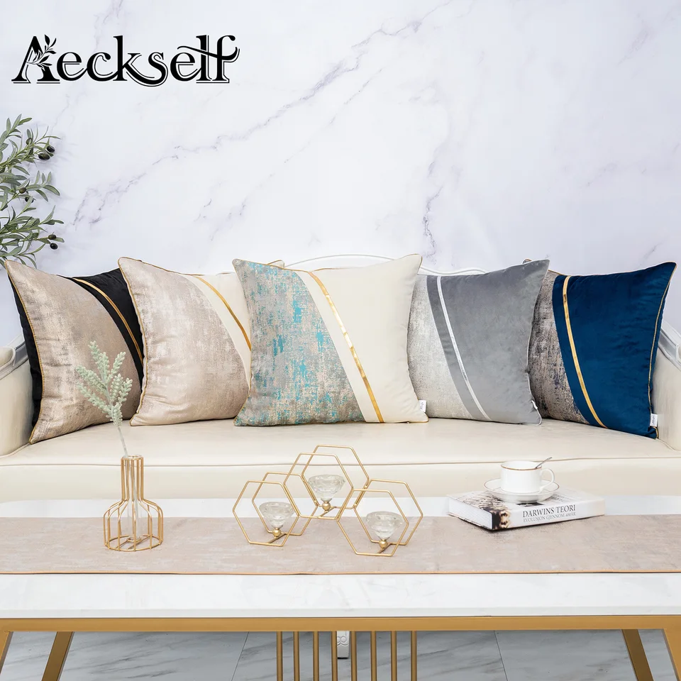 Aeckself moderná patchwork kožená domáca dekorácia hodu vankúšový obal vankúš na pohovku obývacia izba spálňa sivá čierna
