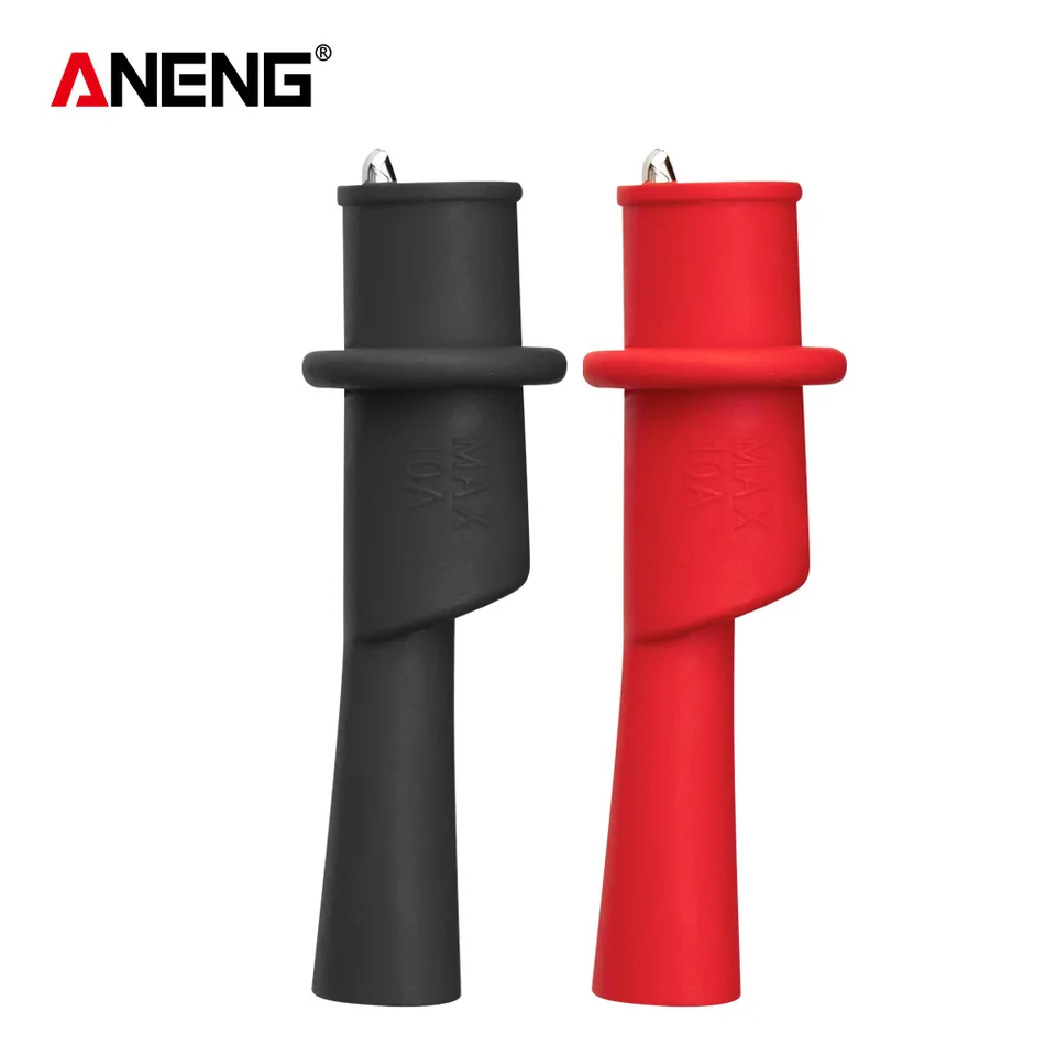 Aeng 1 pár najlepších propagačných aligátorov Clips 10a Red + Black 10 mm krokodíl Car Caravan Van Test Battery Test Clips Elektrický nástroj