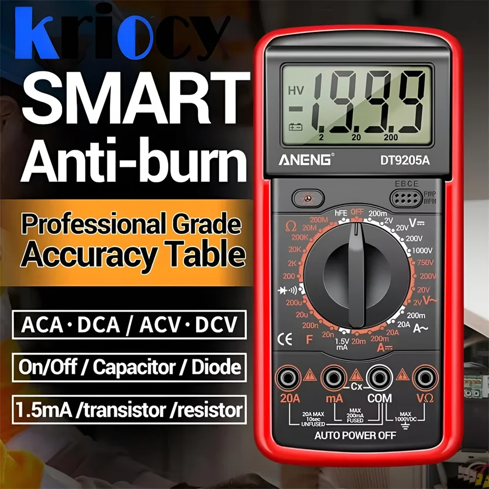 AENG DT9205A-12 1999 Počíta digitálny multimeterový AC/DC napätie Tester Elektrický testovací meter Profesionálny analógový multimetro