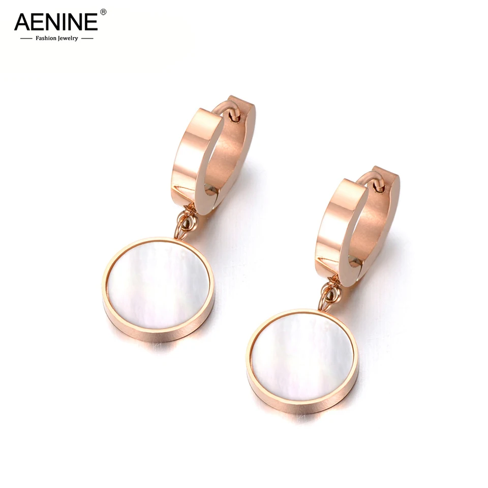 Aenine Trendy White Shell & Black Acryl 2 Color náušnice 316L z nehrdzavejúcej ocele vianočné večierky Vianočné večierky Darček AE18042