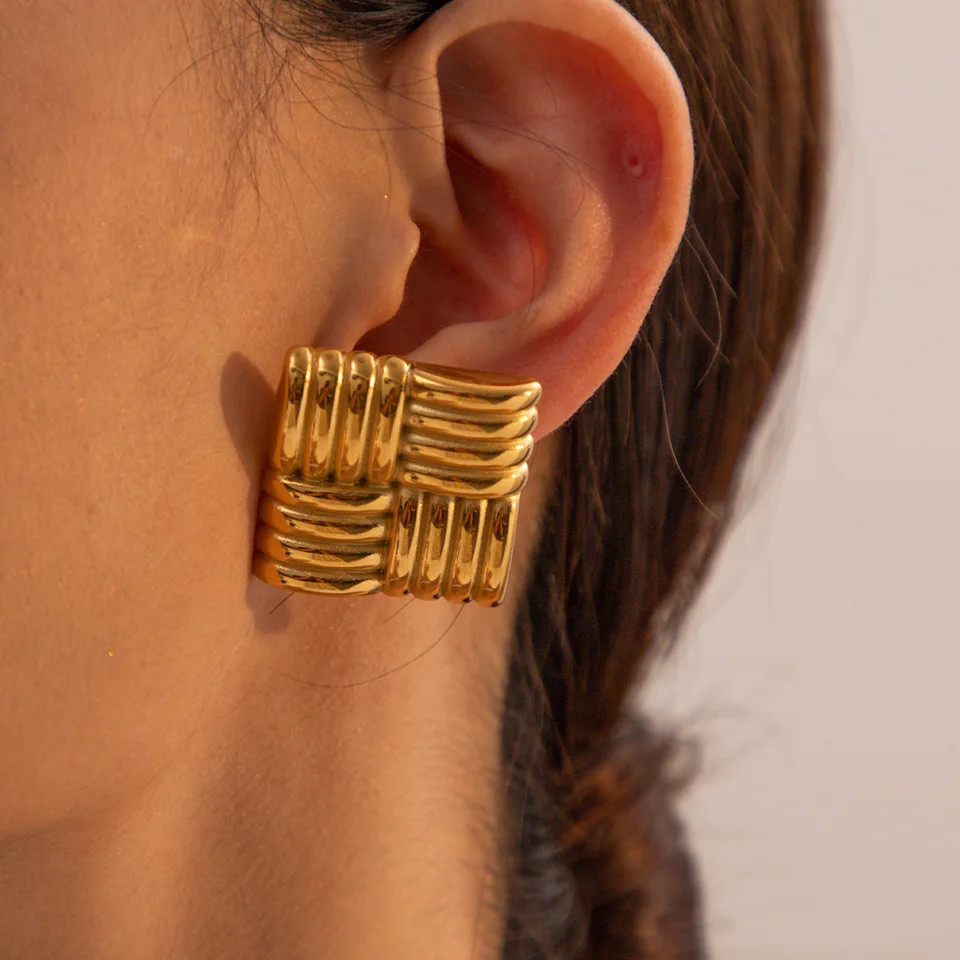Aensoa nepravidelné záhyby textúra vintage geometrické kovové kovové náušnice retro kovové vyhlásenie kúzlo módne šperky bijoux