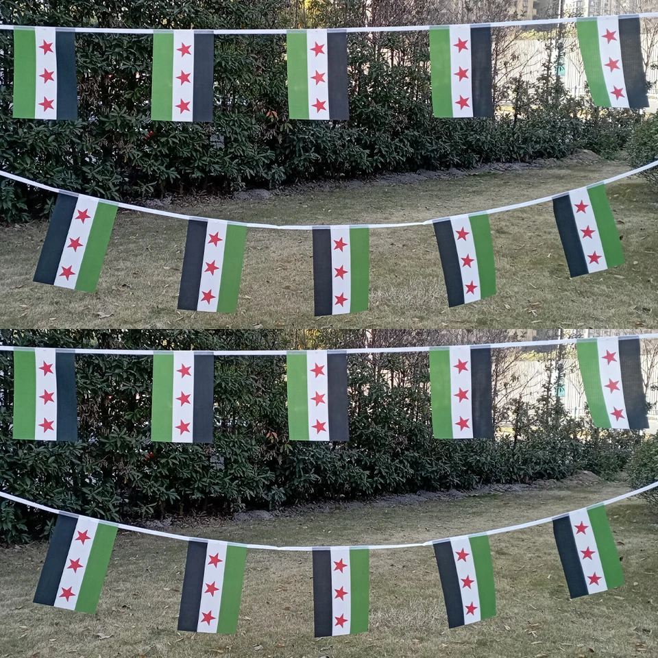 Aerlxemrbrae 14*21cm 20pcs 5Meter Sýria Vlajka Sýrska postava String Arabská republika Sýrska trojhviezdičková banner