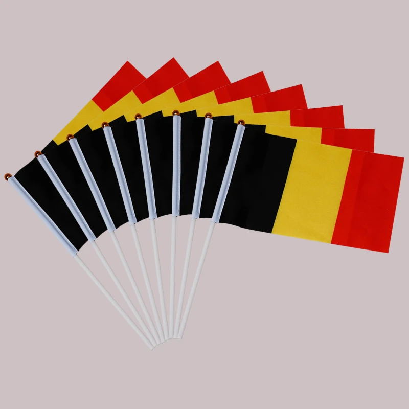 Aerlxemrbrae Custom Hand Flag 100ks Belgicko Hand Flag National Belgicko Hand Flag 14*21 cm Polyester Banner